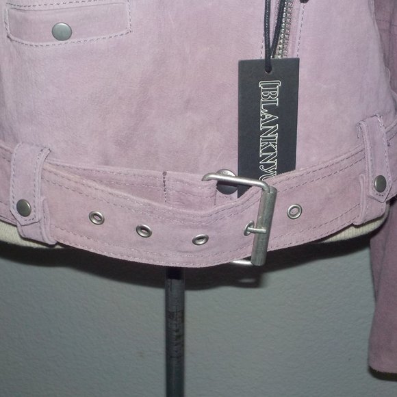 BLANK NYC MS SIZE LARGE LILAC 100% LEATHER SUEDE MOTO JACKET - Picture 10 of 10